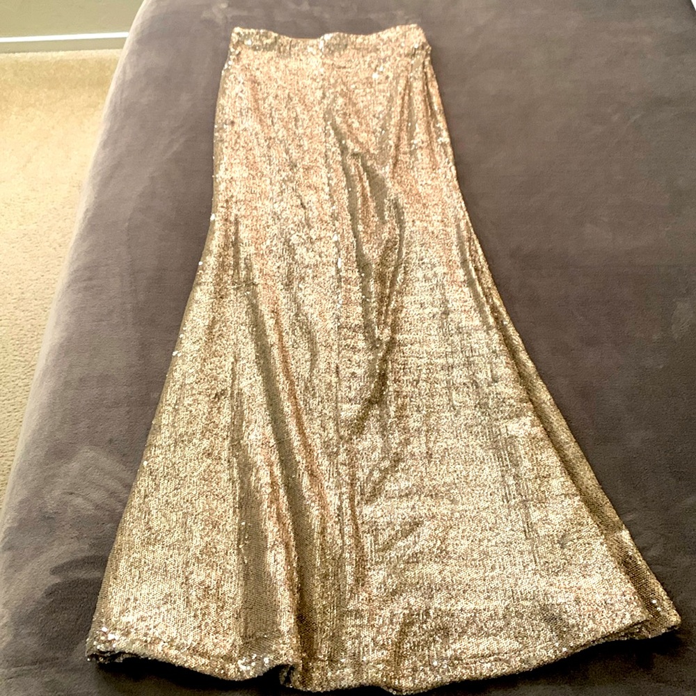 Gold sparkling Maxi skirt XS